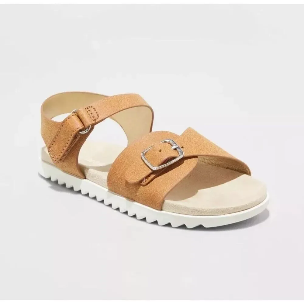 Cat & Jack Girls Shaelyn Sandals kids 11 Shoes Summer Tan beach‎ Spring Neutral